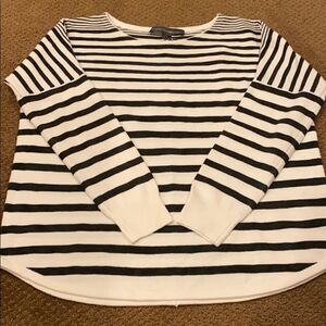 French Connection White & Grey Striped Sweater